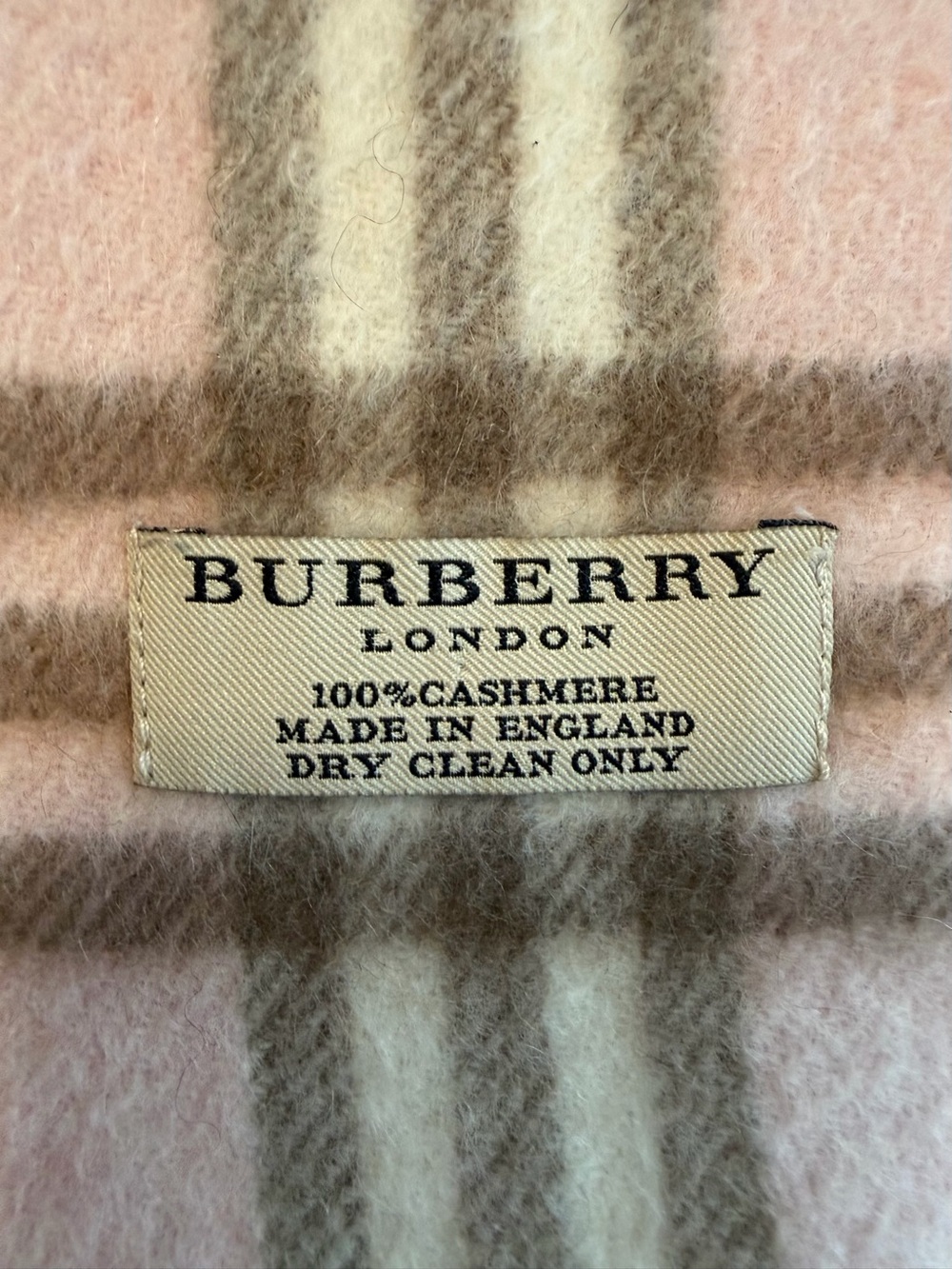Burberry Vintage Pink Beige Classic Check Fringe Scarf - Picture 6 of 6